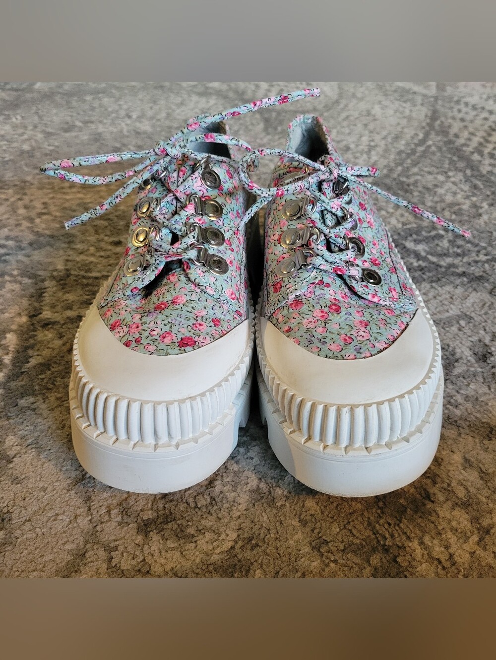 Jeffrey Campbell B2school Women's Size 8.5 Platform White Floral - Picture 4 of 14